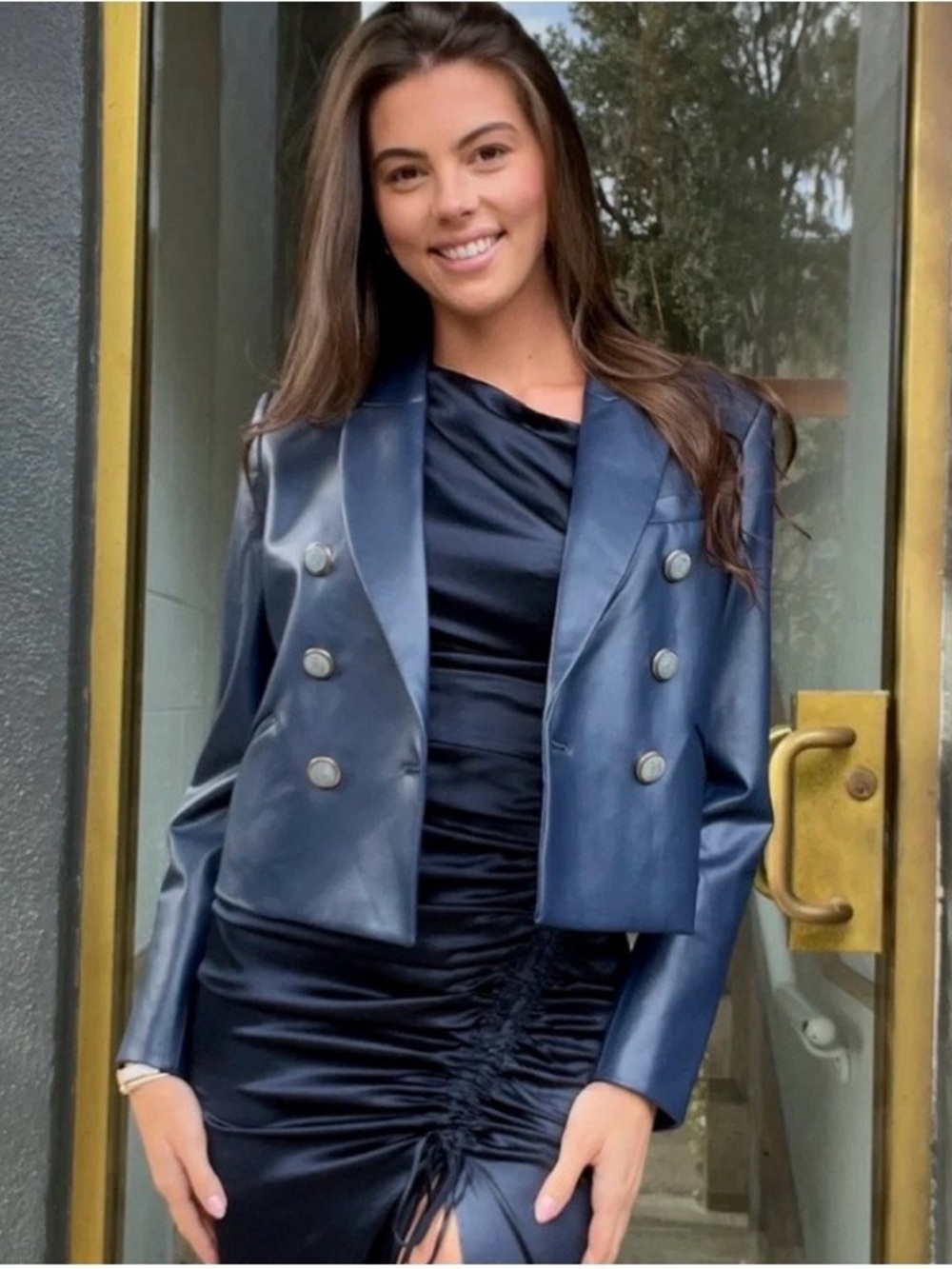NWT $648 Veronica Beard Nevis Tailored Faux-Leather Jacket